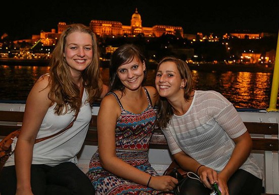 cruising the Danube river under moonlight
