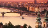 cruise Danube river during sunset