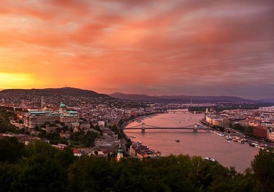 experience magical sunset in Budapest