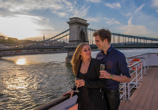 sunset cocktails while cruising in Budapest