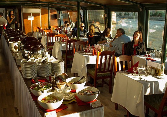 Dinner buffet while cruising on the Danube