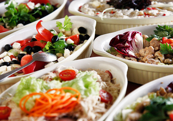 food feast for dinner while cruising the Danube