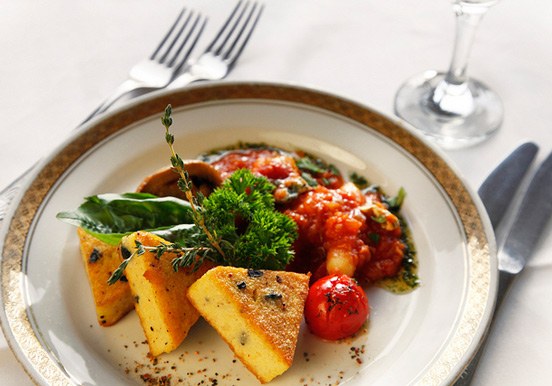 Vegetarian meal for dinner while cruising on the Danube