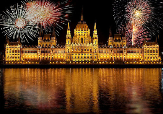 Fireworks in Budapest on St. Stephen's Day