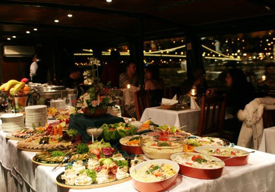 dinner buffet on Danube river cruise