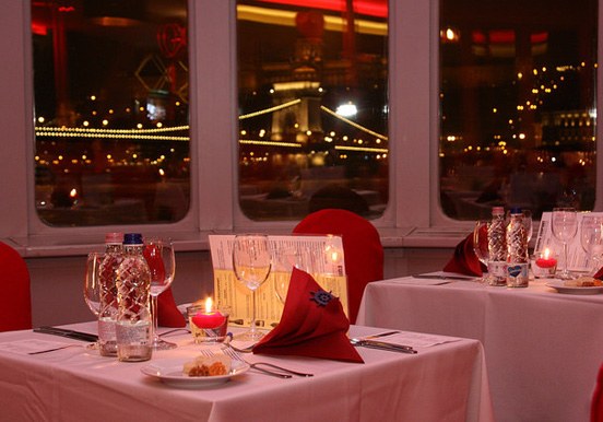 cruise the Danube river while on a romantic Valentine's dinner