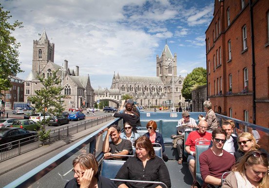 Open-top tour bus in Dublin