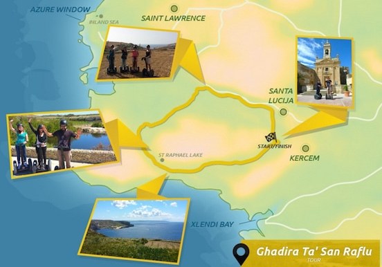 Segway tour Ghadira Ta' San Raflu route map.jpg