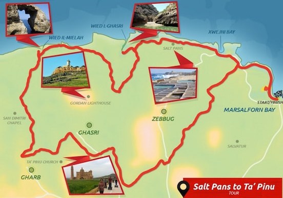 Salt pans to Ta' Pinu segway tour route map.jpg