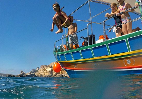 kids in private boat charter in Malta