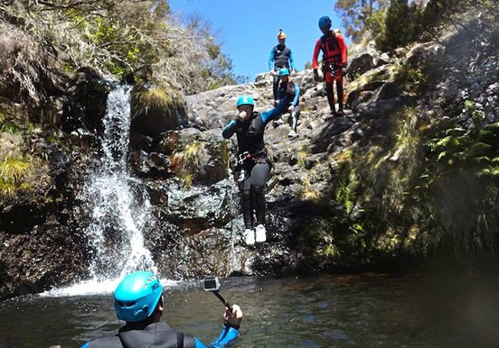canyoning in Madeira - jump into the river