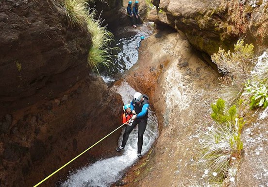 canyoning to the river in Madeira