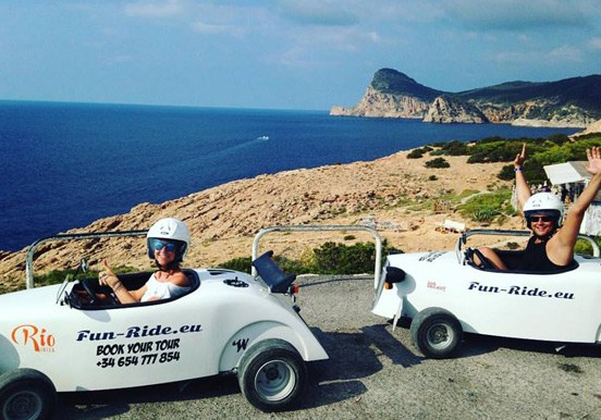Ibiza hot rod tour overlooking bay