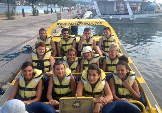 getting ready on jet boat 360° in Ibiza