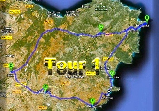 buggy tour 1 in East Mallorca route map