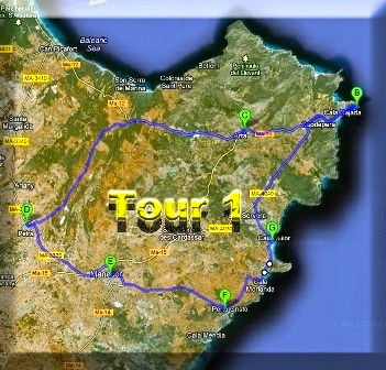 buggy tour 1 in East Mallorca route map