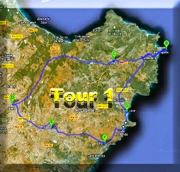 buggy tour 1 in East Mallorca route map
