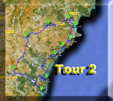 buggy tour 2 in East Mallorca route map