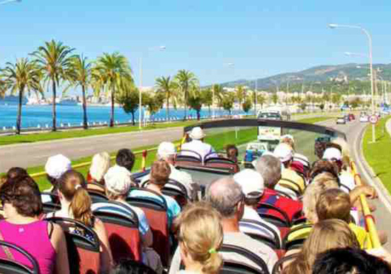 ride city bus tour along Mallorca coast