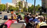 view from open top double-decker bus in Mallorca city tour