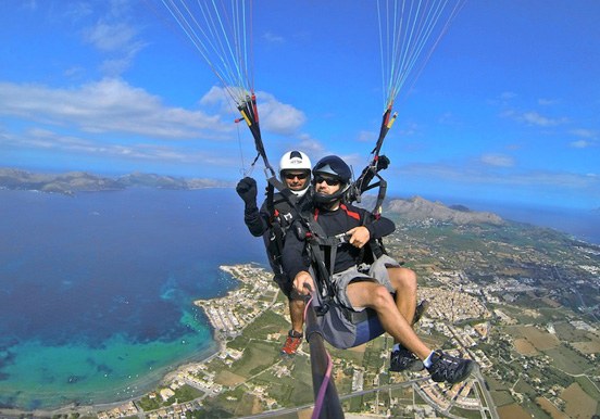 tandem paraglide over Mallorca landscape