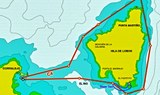 Catamaran sailing around Lobos Island route map