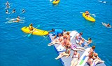 Papagayo fun water adventures in kayaks and floating mattress