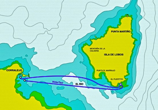 Private Water taxi to El Puertito route map