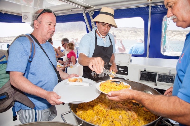 Freshly prepared paella onboard Papagayo catamaran.jpg