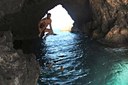 jumping off water in Gran Canaria sea cave