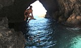 jumping off water in Gran Canaria sea cave