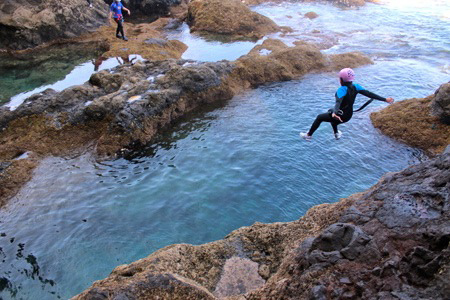 Gran Canaria coasteering jumping off water