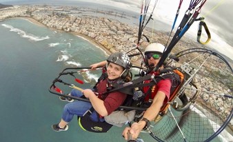 Paramotor over the beach of Las Canteras