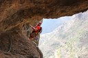 Ferrata climbing in Gran Canaria using chains and stemples