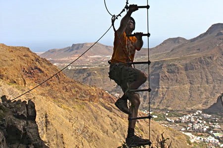 Ferrata climbing ladder in Gran Canaria