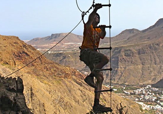 Ferrata climbing ladder in Gran Canaria