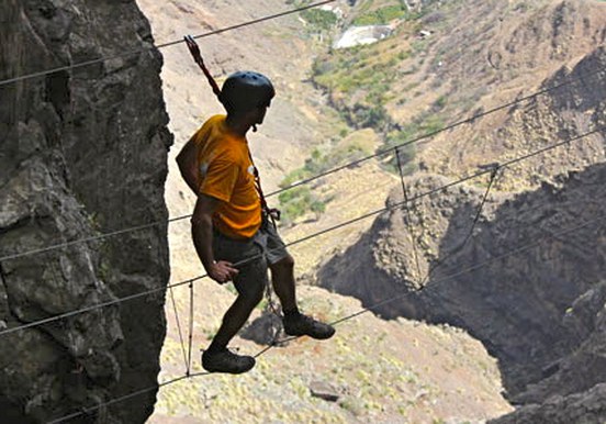 Ferrata in Gran Canaria high cliffs