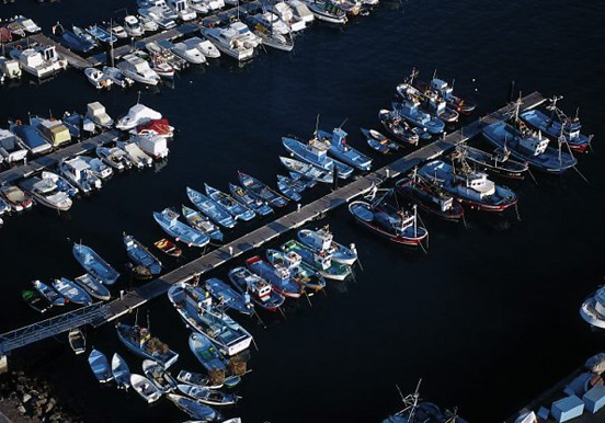 helicopter view of Puerto Mogan in Gran Canaria