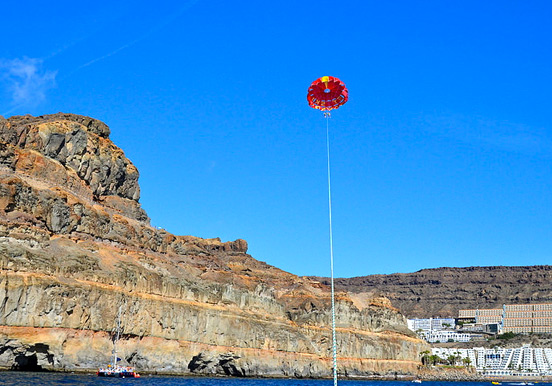 parasailing over Gran Canaria coast like a bird