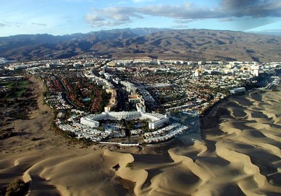 helicopter view of Gran Canaria sand dunes
