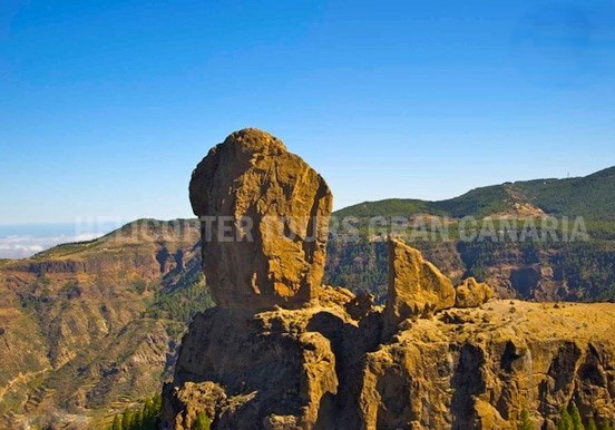 Helicopter view of Roque Nublo in Gran Canaria