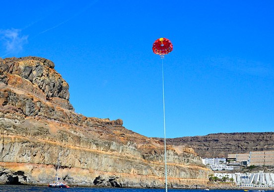 parasailing over Gran Canaria coast like a bird