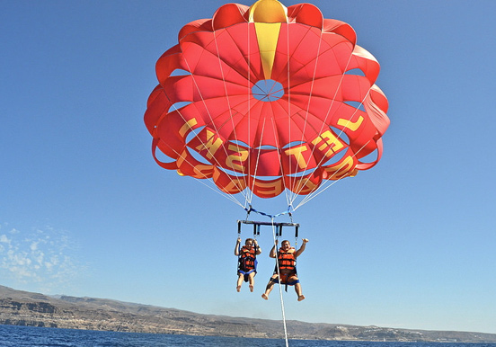 parasailing over Gran Canaria coast