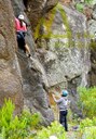 climbing steep rock formation in La Palma