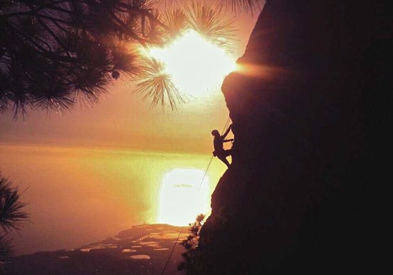 sunset rock climbing in La Palma