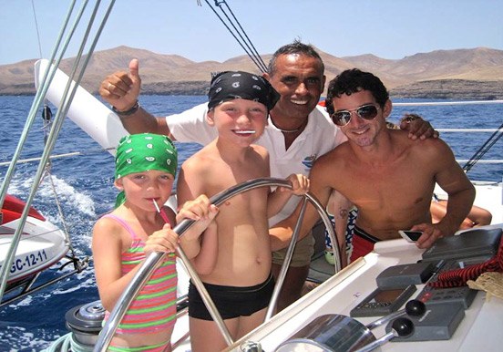 catamaran family sailing in Lanzarote
