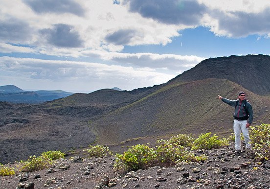 hiking on moon landscape of Lanzarote