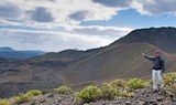 hiking on moon landscape of Lanzarote
