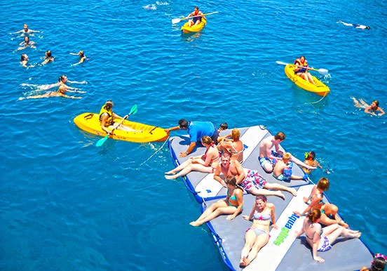 Papagayo fun water adventures in kayaks and floating mattress