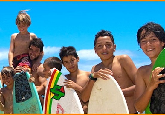 surfing with kids in Lanzarote